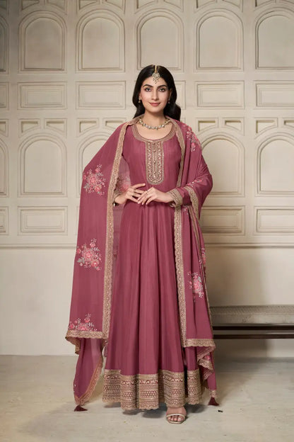 Sukartaa Dola Embroidered Gown with Dupatta – Heavy Zari Work | Onion