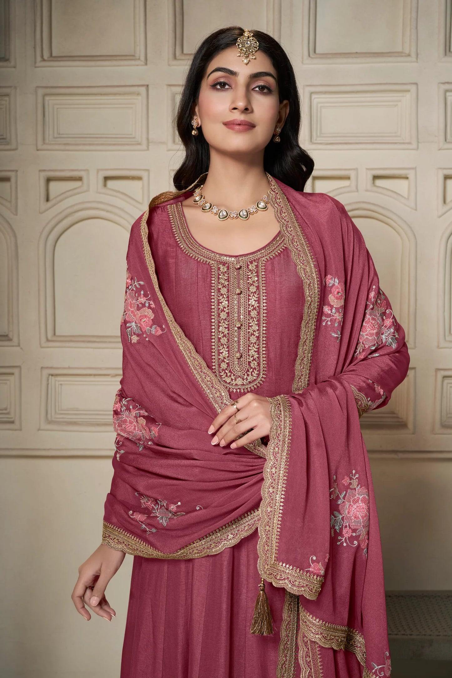 sukartaa dola embroidered gown with dupatta – heavy zari work | onion