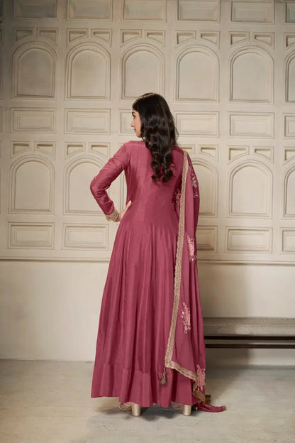 Sukartaa Dola Embroidered Gown with Dupatta – Heavy Zari Work | Onion