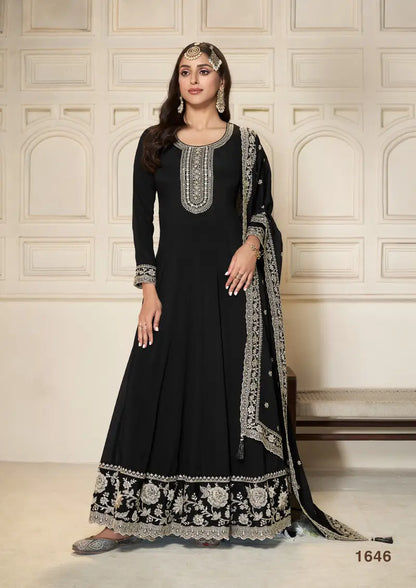 Sukartaa Dola Embroidered Gown with Dupatta – Heavy Zari Work |BLACK