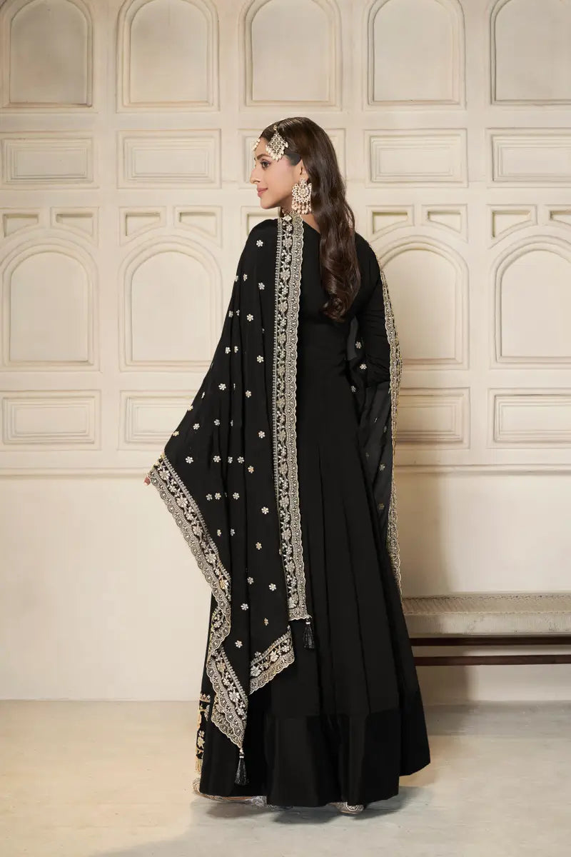 sukartaa dola embroidered gown with dupatta – heavy zari work |black