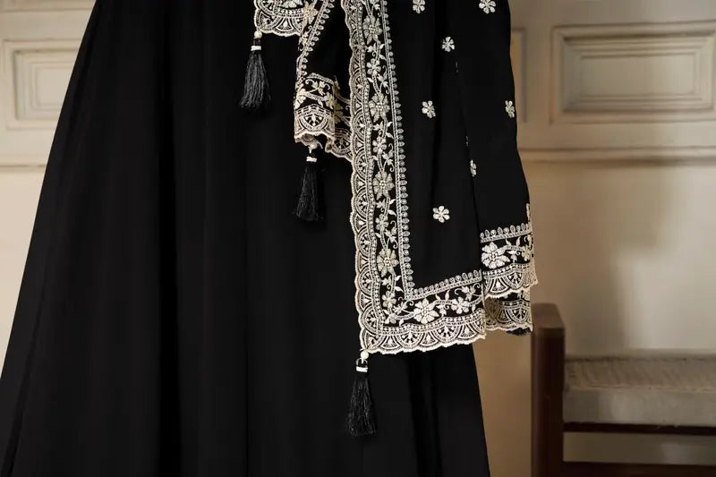 sukartaa dola embroidered gown with dupatta – heavy zari work |black