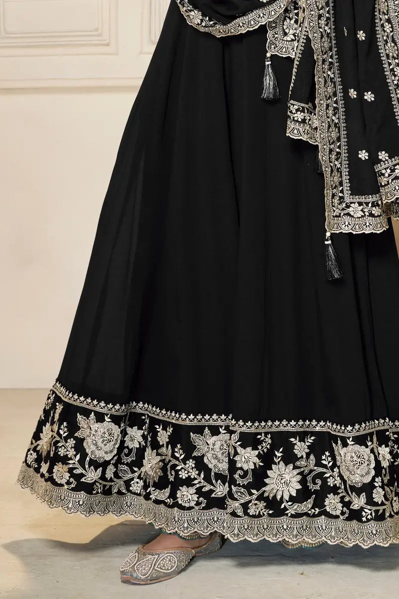 sukartaa dola embroidered gown with dupatta – heavy zari work |black