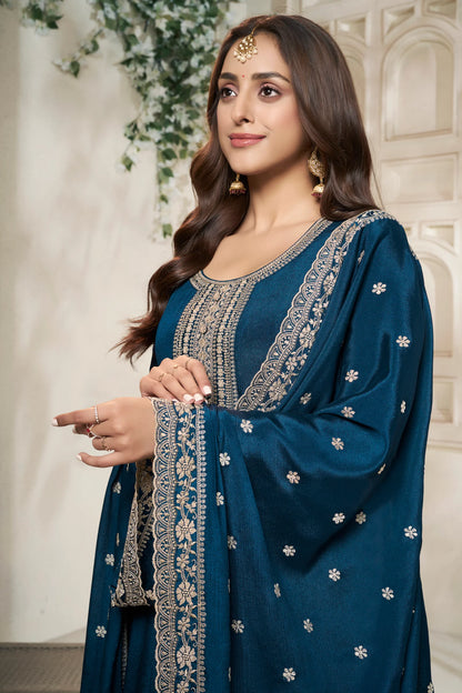 Sukartaa Dola Embroidered Gown with Dupatta – Heavy Zari Work |BLUE