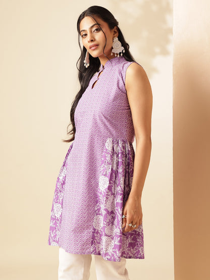 Purple Tunic Short Top - Sukartaa