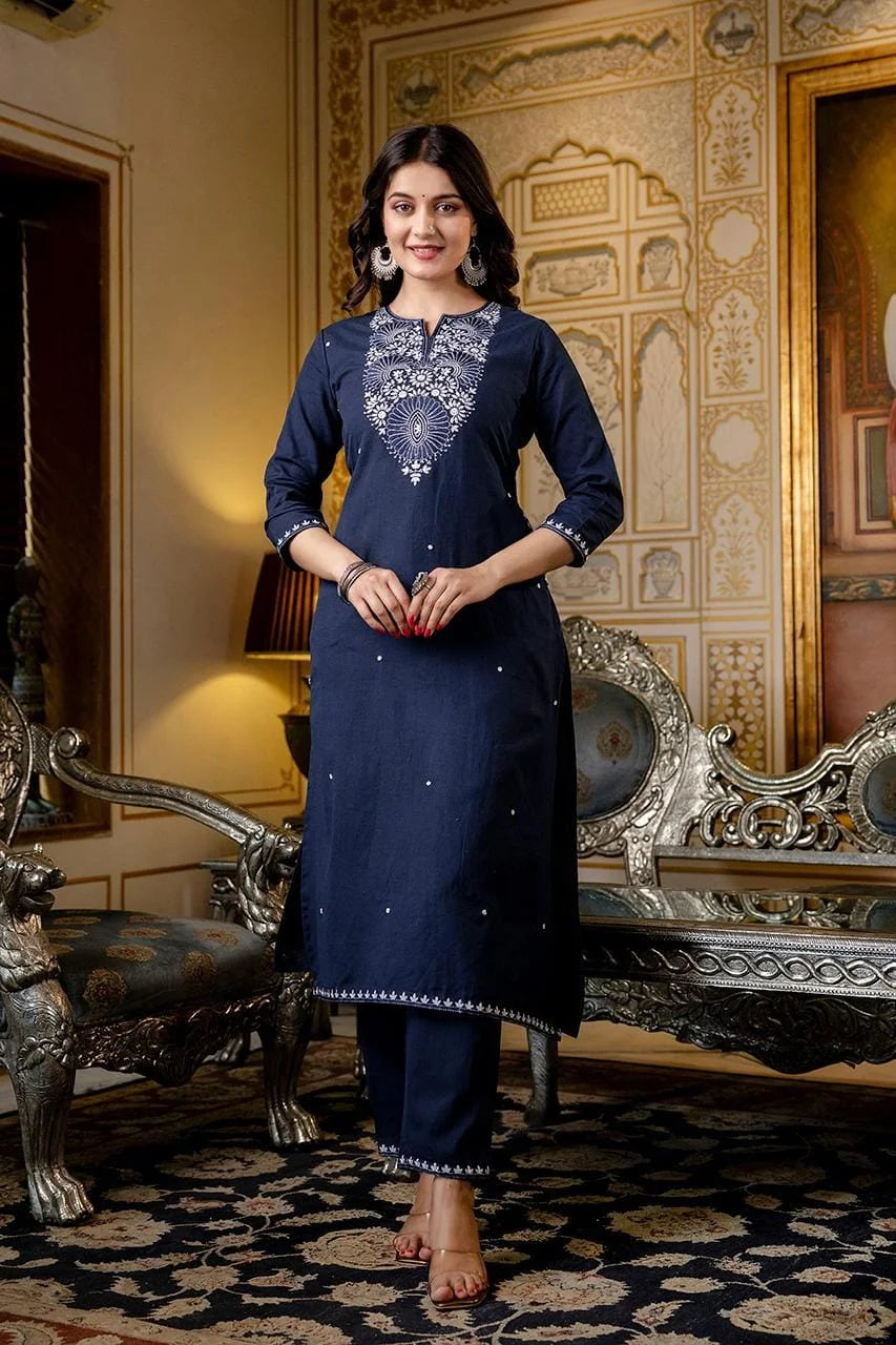 embroidered cotton flex 3pc set with embroidery-sukartaa