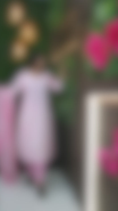 Pastel Bloom Cotton Suit Set | Elegant Embroidered Kurta by Sukartaa